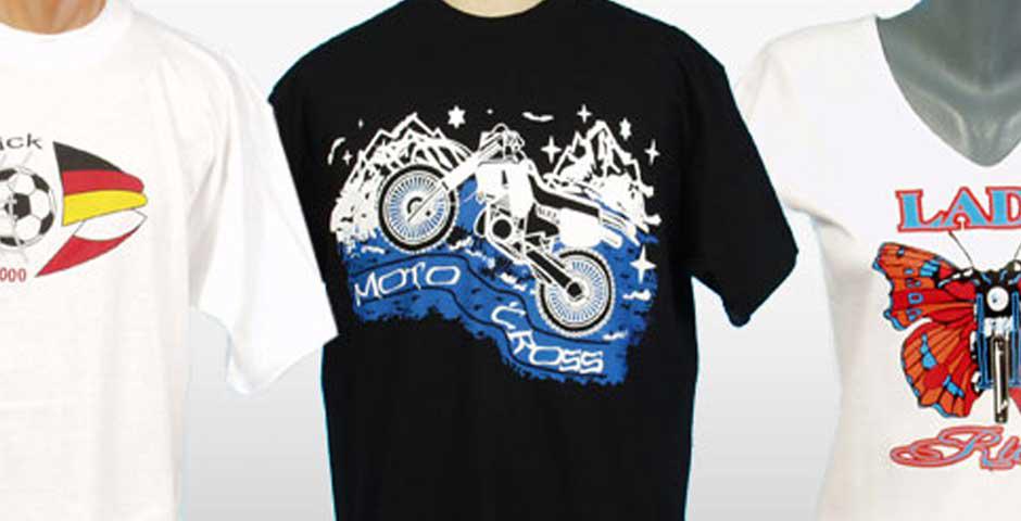Textildruck auf T-Shirts, Siebdruck, Sublimationsdruck
